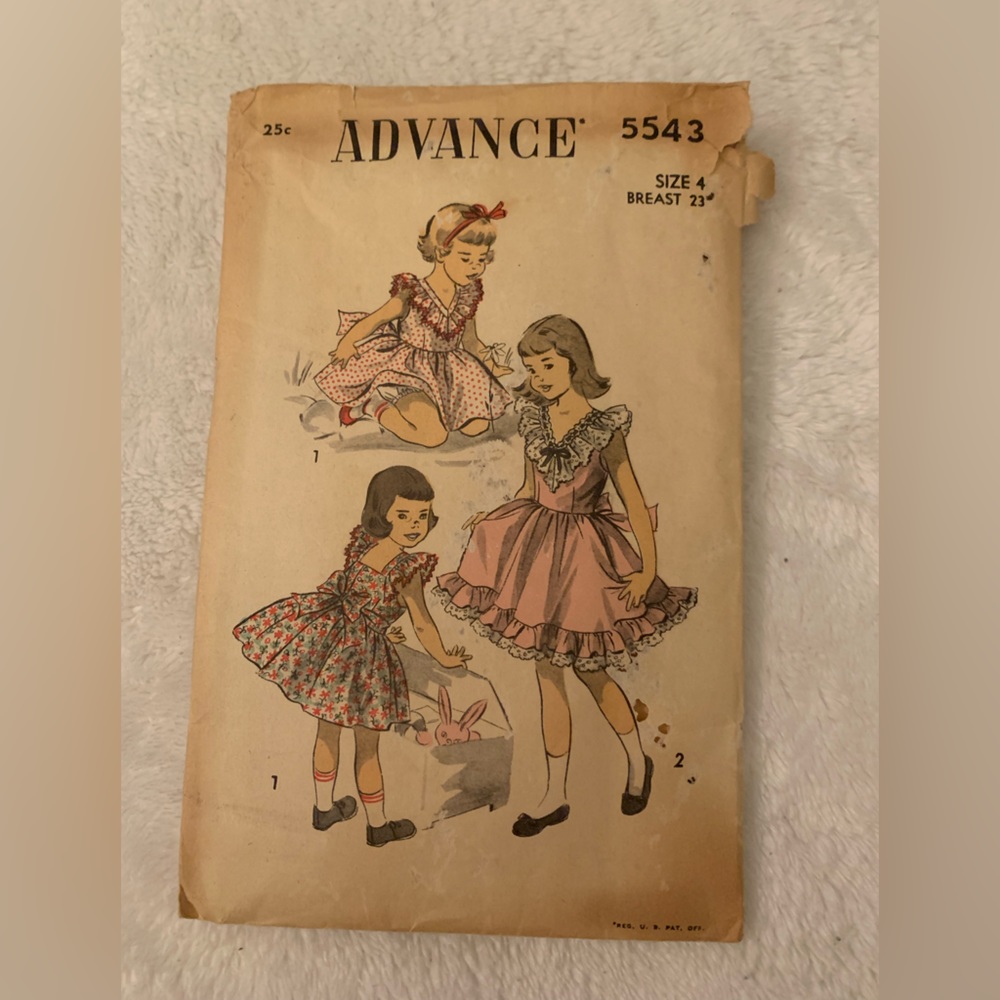 COPY - Vtg 1950s Advance 5543 Puff Sleeve Sun Dress SEWING PATTERN Girl Toddler…